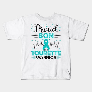 Proud Son Of A Tourette Warrior Tourette Syndrome Awareness Kids T-Shirt